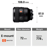 Lente 50mm f/1.2 GM Full Frame - Montura E