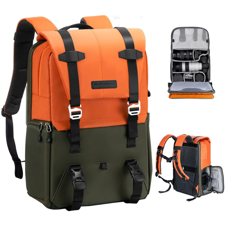 Mochila Fotográfica K&F Concept KF13.087 de 20L para Cámara - Naranja